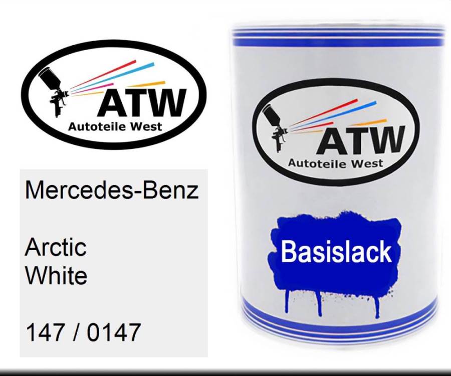 Mercedes-Benz, Arctic White, 147 / 0147: 500ml Lackdose, von ATW Autoteile West.